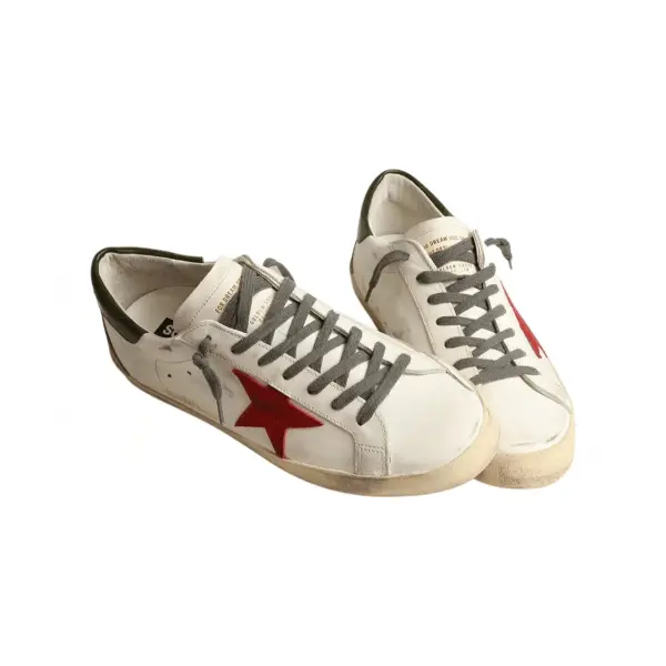 Golden Goose Super-Star with red suede star and green leather heel image 1