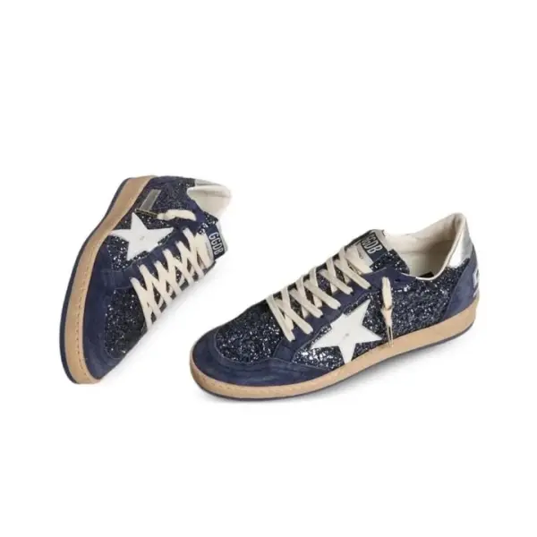 Golden Goose Ball Star in Blue with leather star and metallic leather heel tab  image 2