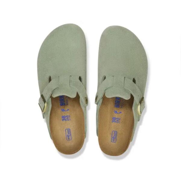 Birkenstock Boston Soft Footbed - Suede Green Tea image 1