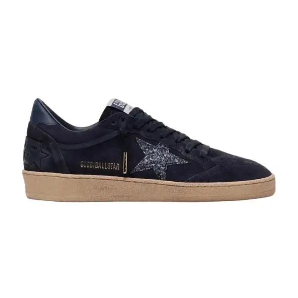Golden Goose Ball Star in dark blue suede with dark blue glitter star image 0