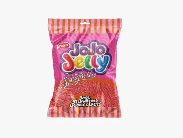 جوجو جيلي حلوى سباغيتي عرق السوس بنكهة الفراولة، 80 جم image 0
