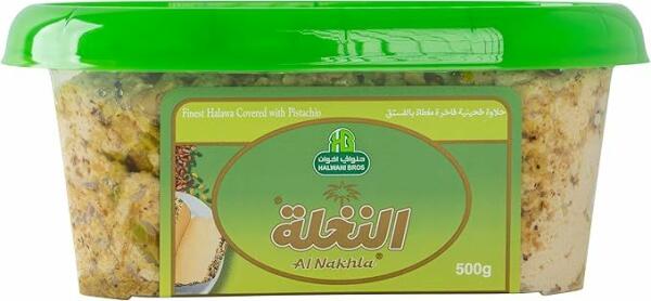 حلاوة طحينية مغطاة بالفستق من حلواني اخوان 500 جم image 1