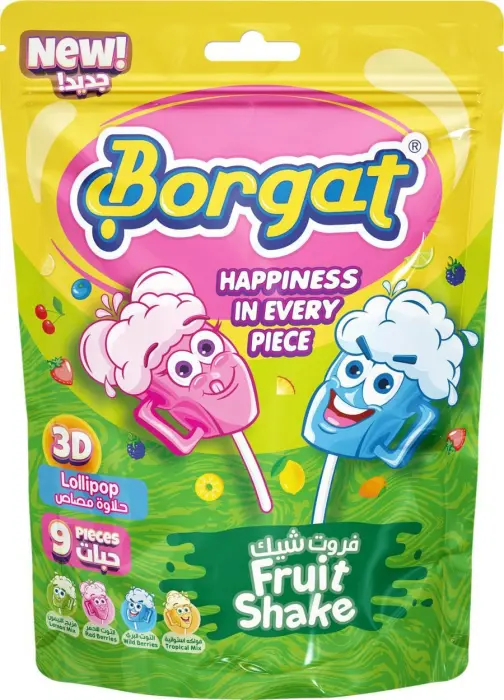 بورقات حلوى مصاص لولي بوب فروت شيك، 14x9 جرام image 0