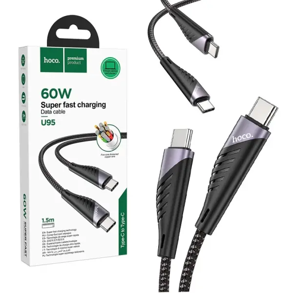 Hoco U95 PD 60W Type-C to Type-C Cable (Black) image 0