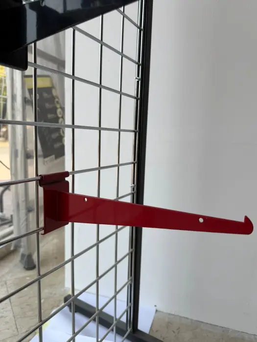 زاوية (حامل أرفف) معدنية أحمر لشبك العرض - مقاسات (25cm / 35cm) image 2
