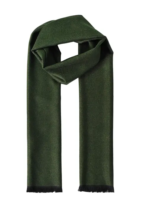 Reversible Wool Scarf – Green & Beige image 1