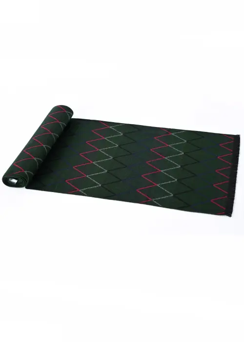 Reversible Geometric Wool Scarf – Dark Green image 2