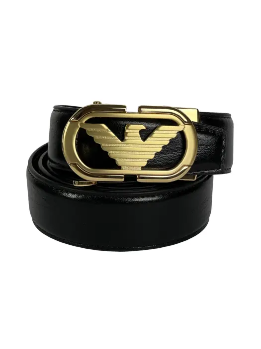 Black Genuine Leather Belts With Automatic Buckle image 0
