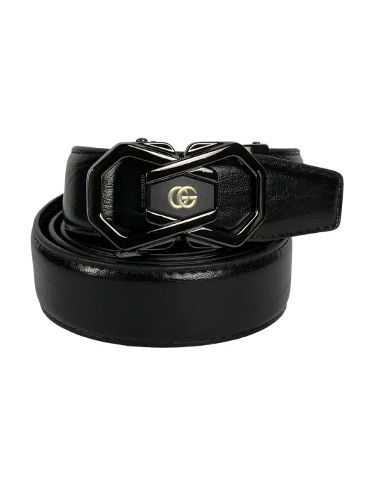 Black Genuine Leather Belts With Automatic Buckle image 0