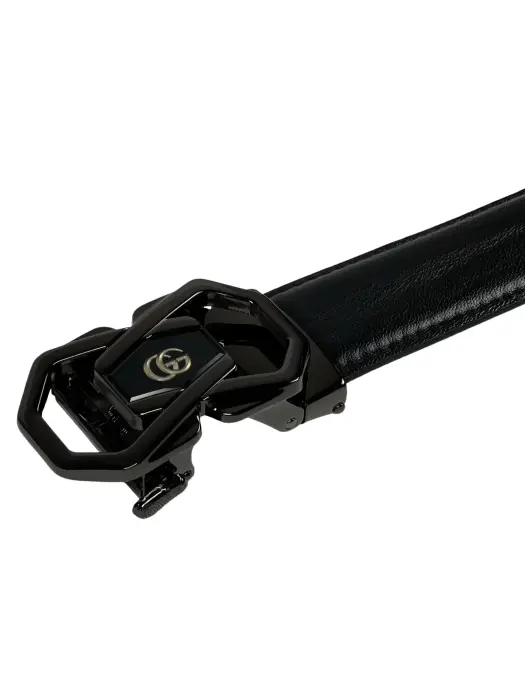 Black Genuine Leather Belts With Automatic Buckle image 2
