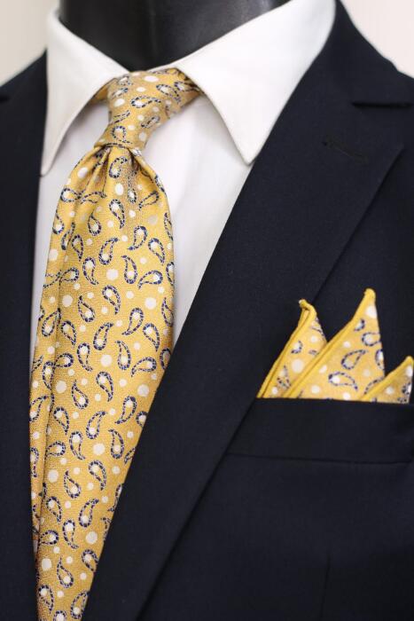 Paisley Jaquard Neck Tie With Hanky - Medium 7 cm image 0