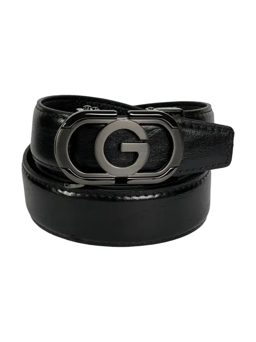 Black Genuine Leather Belts With Automatic Buckle image 0