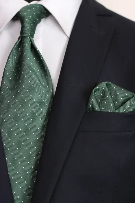 Dotted Jaquard Neck Tie With Hanky - Regular 8.5 cm image 0
