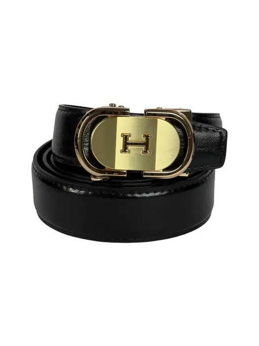 Black Genuine Leather Belts With Automatic Buckle image 0