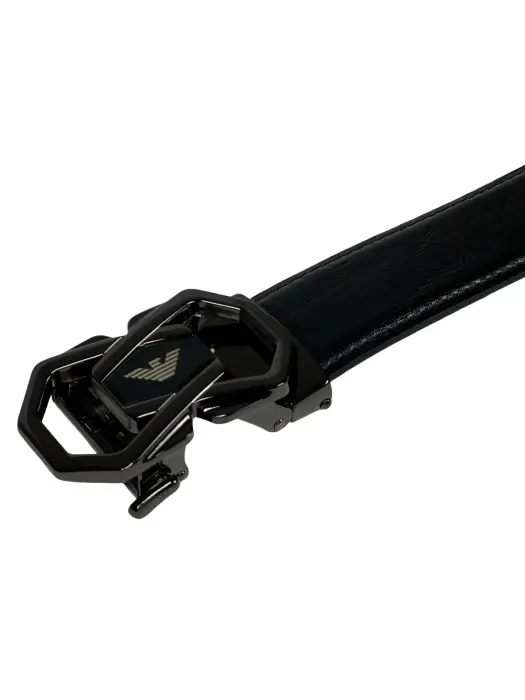 Black Genuine Leather Belts With Automatic Buckle image 3