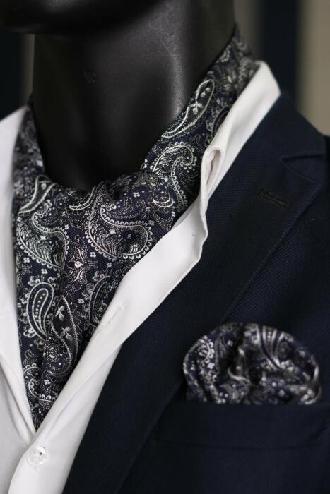 Navy Ascot Paisley with hanky image 0