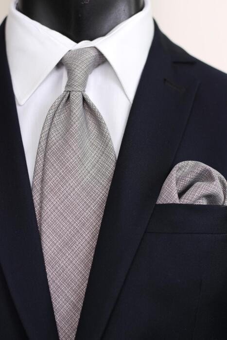 Plain Tencel Neck Tie With Hanky- Medium 7 cm image 0
