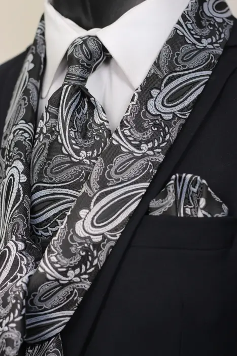 Paisley Scarf And jacquard tie with hanky image 0