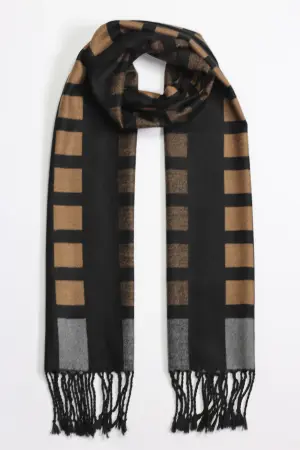 Reversible Classic Scarf - Black & Beige image 1
