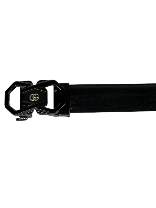 Black Genuine Leather Belts With Automatic Buckle image 3