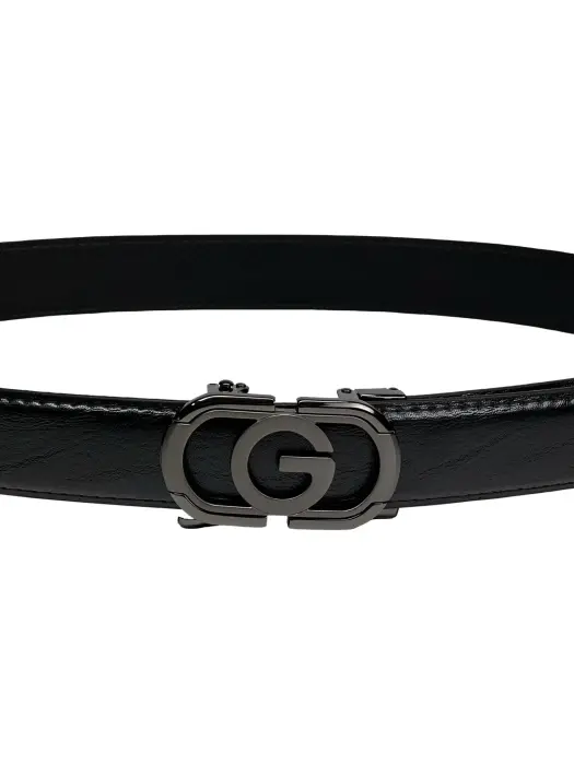 Black Genuine Leather Belts With Automatic Buckle image 1