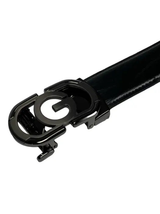 Black Genuine Leather Belts With Automatic Buckle image 3