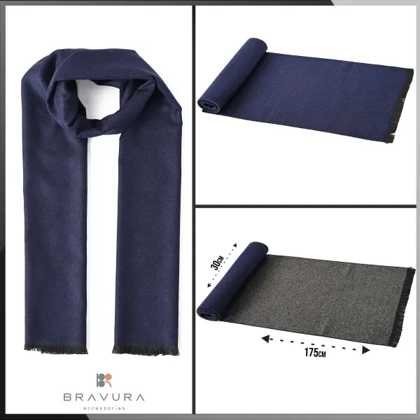 Reversible  Wool Scarf – Blue image 0
