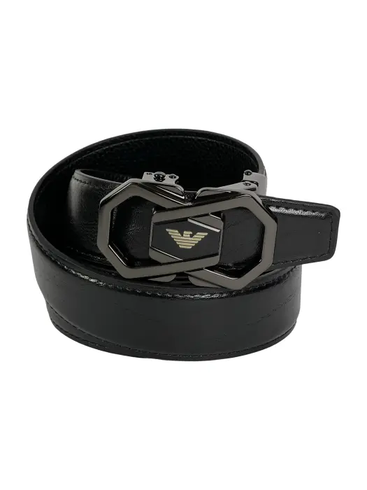 Black Genuine Leather Belts With Automatic Buckle image 0