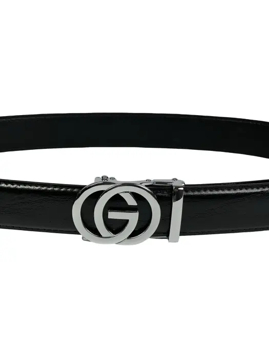 Black Genuine Leather Belts With Automatic Buckle image 1