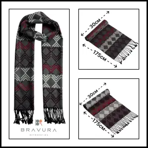 Reversible Classic Scarf - Grey & Maroon image 0