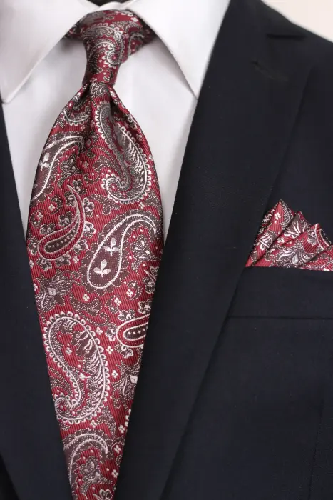 Paisley  Jaquard Neck Tie With Hanky - Regular 8.5 cm image 0