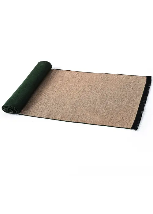 Reversible Wool Scarf – Green & Beige image 2