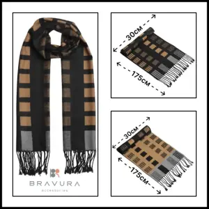 Reversible Classic Scarf - Black & Beige image 0
