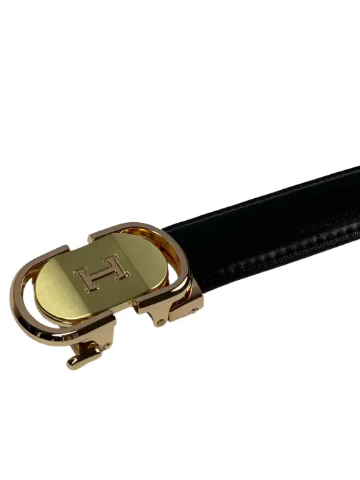 Black Genuine Leather Belts With Automatic Buckle image 2