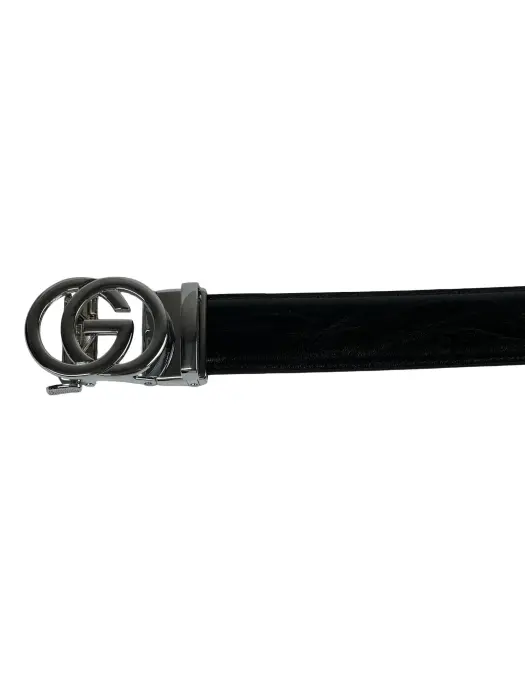 Black Genuine Leather Belts With Automatic Buckle image 3