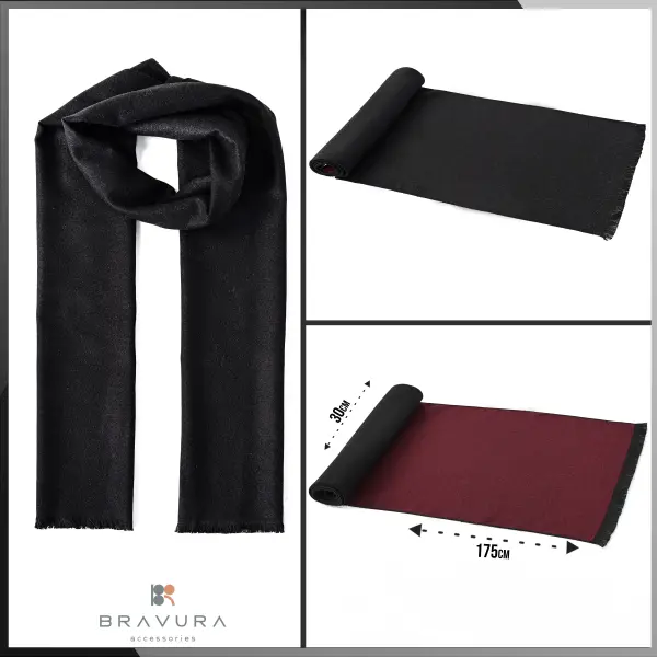 Reversible  Wool Scarf – Black image 0