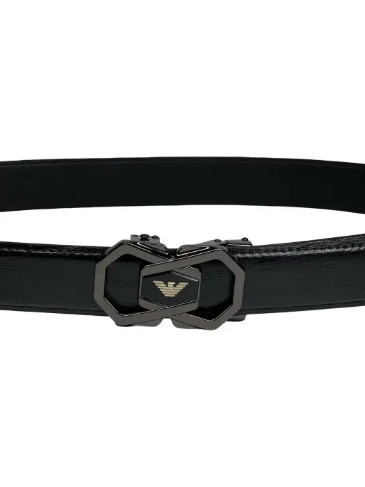 Black Genuine Leather Belts With Automatic Buckle image 1