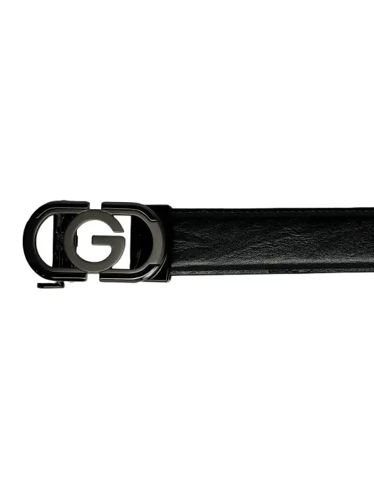 Black Genuine Leather Belts With Automatic Buckle image 2
