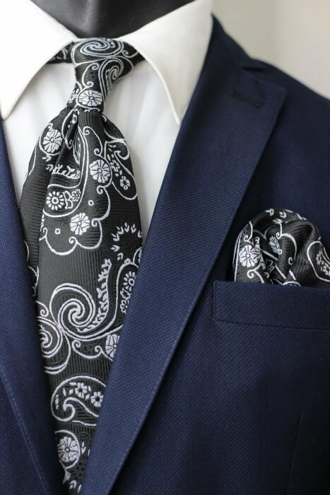 Paisley Jaquard Neck Tie With Hanky - Regular 8.5 cm image 0
