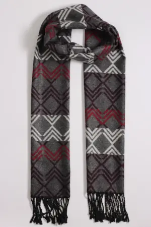 Reversible Classic Scarf - Grey & Maroon image 1