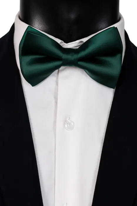 Dark Green Satin Bow Tie image 0