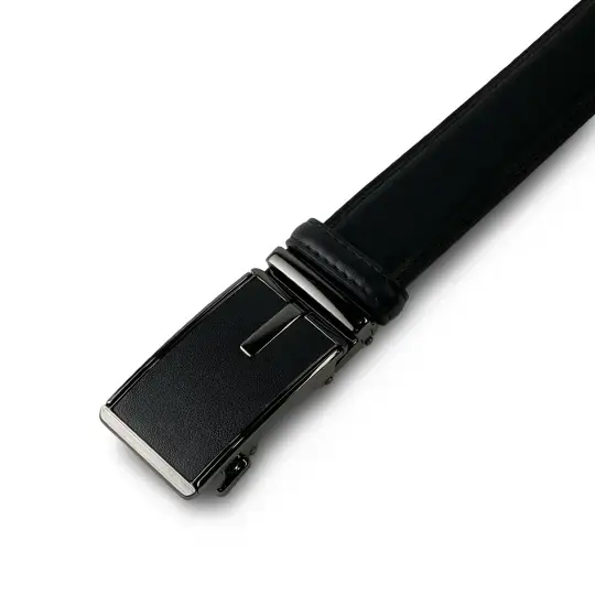 Black Genuine Leather Belts With Automatic Buckle image 1