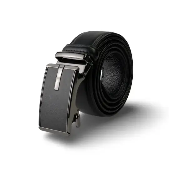 Black Genuine Leather Belts With Automatic Buckle image 0