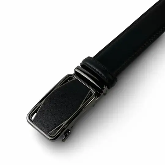 Black Genuine Leather Belts With Automatic Buckle image 1