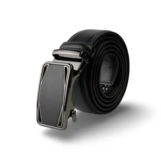 Black Genuine Leather Belts With Automatic Buckle image 0