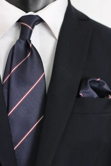Stripe Jaquard Neck Tie With Hanky Medium 7 cm image 0
