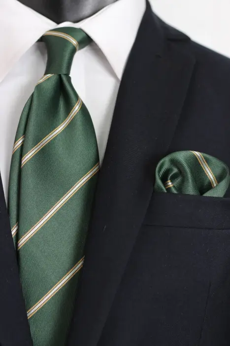 Stripe Jaquard Neck Tie With Hanky Medium 7 cm image 0