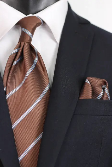 Stripe Jaquard Neck Tie With Hanky Regular 8.5 cm image 0