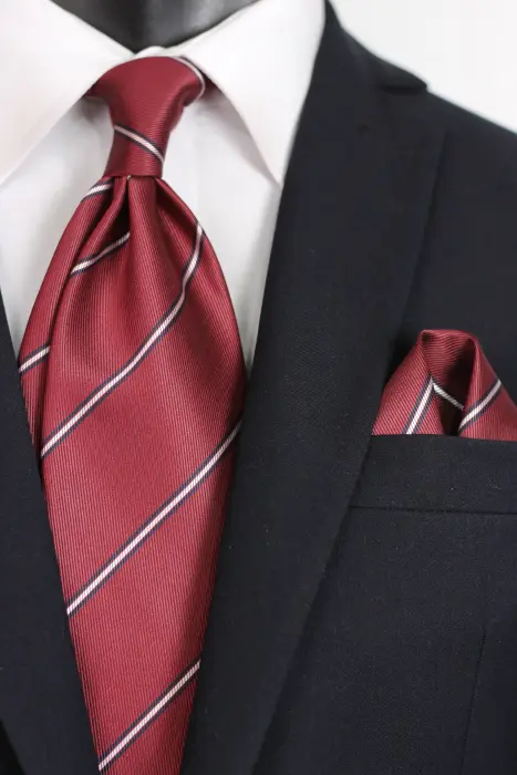 Stripe Jaquard Neck Tie With Hanky Regular 8.5 cm image 0