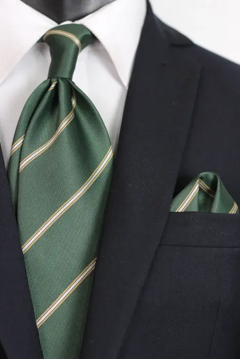 Stripe Jaquard Neck Tie With Hanky Regular 8.5 cm image 0